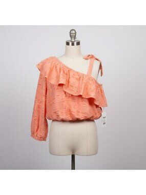 Lauren Conrad LC 2X One-Shoulder Top - coral Pink 3/4 Sleeve - Plus Size XXL NEW